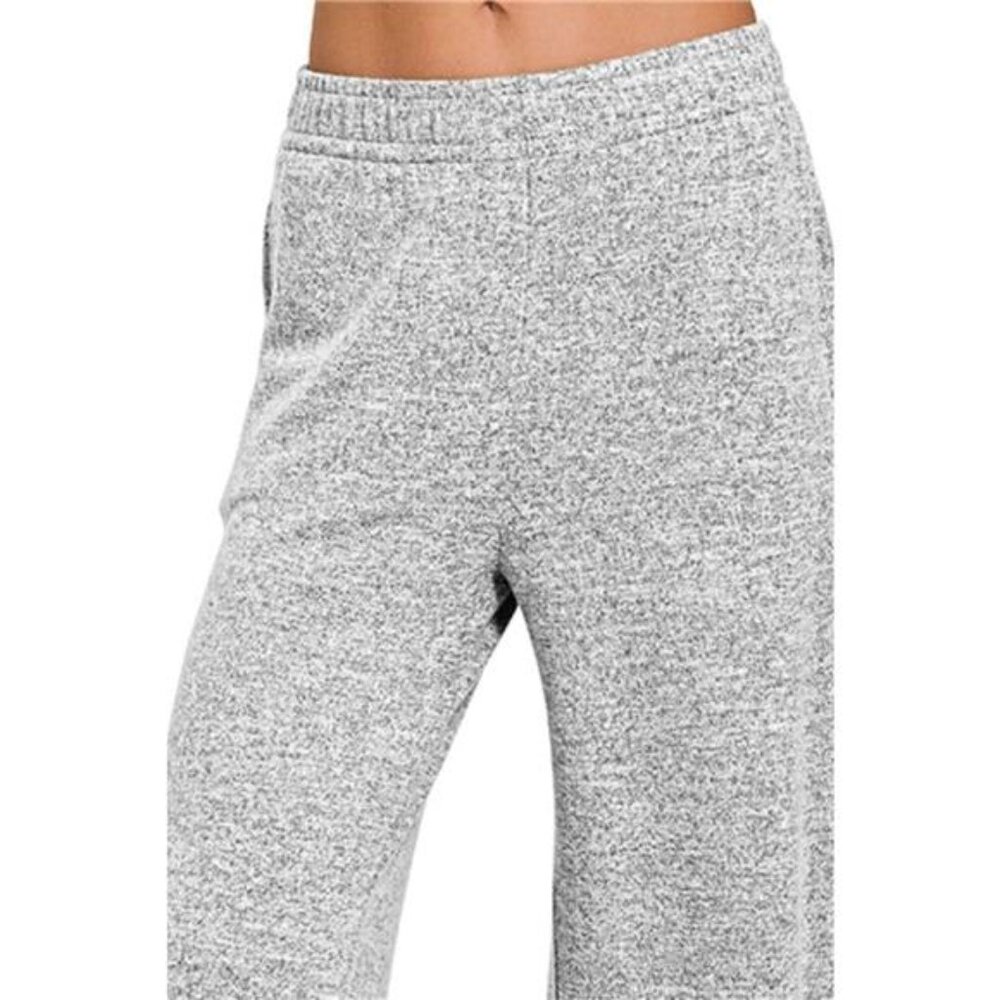 Zenana Soft Melange Hacci Elastic Waistband Lounge Pants‎ - Picture 2 of 3